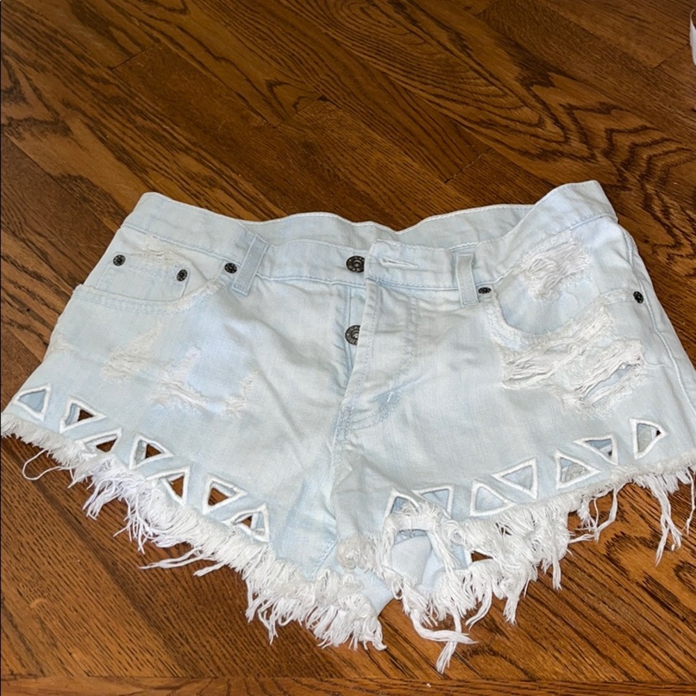 CARMAR light washed denim shorts with cut out
